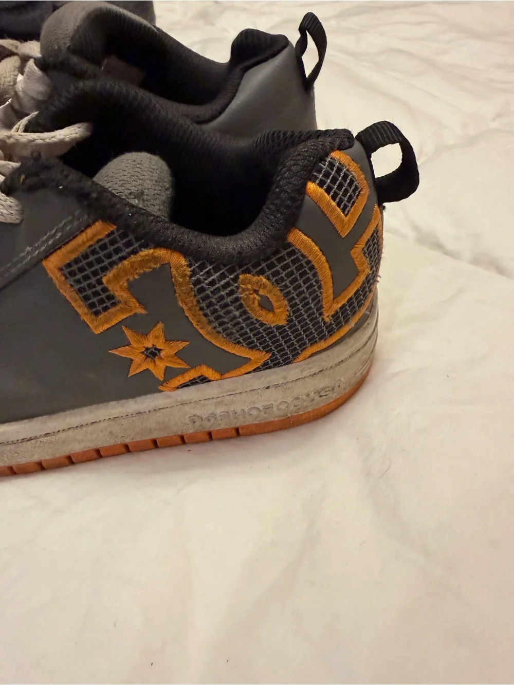 DC Kids Gray and Orange Lace-Up Sneakers